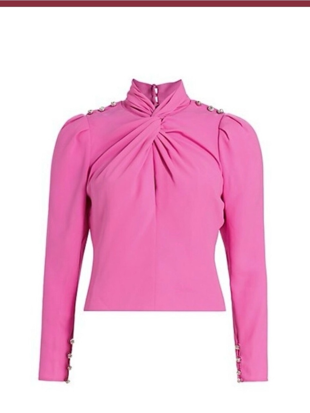 Self-Portrait Pink Twist-Detail High Neck Blouse